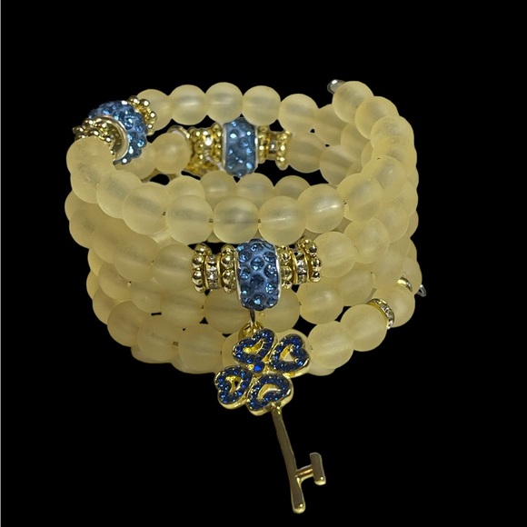 Iridescent Yellow Memory Wire Stack Bracelet - Picture 7 of 8